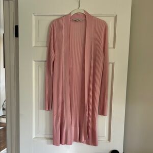 Pink Open-Front Cardigan Sweater